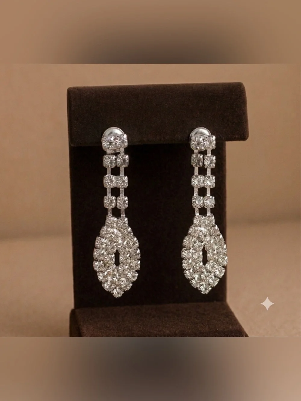 HOST PICK Vintage Rhinestone Open Marquise Dangle Drop Earrings Prom Bridal Glam